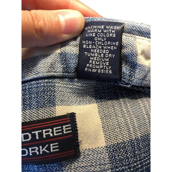 Roundtree & Yorke Plaid Shirt Large Blue White Check Button Down Chore Ranch Men - Picture 4 of 4
